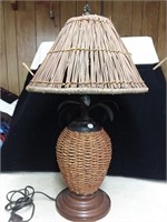 Rattan Pineapple Lamp with Woven Shade, 29" Tall