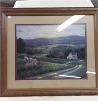 Print of Farmer, Horses & House-Artist Van Deer