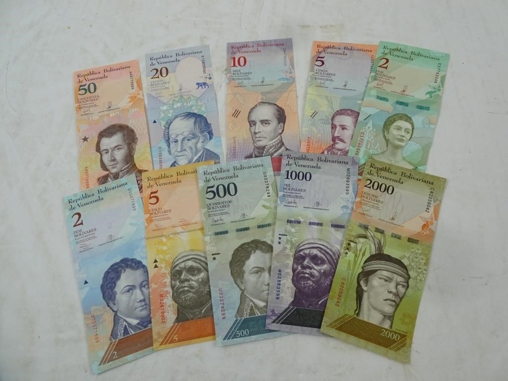 Lot of Bolivares Venezuela Currency Notes -