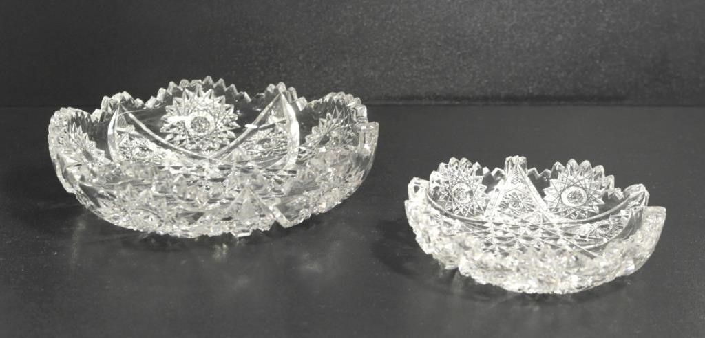 2 ANTIQUE LIBBEY CUT-GLASS DISHES