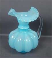 Vintage Fenton Blue Melon Rib Pitcher