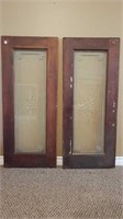 PAIR OF ETCHED GLASS DOORS