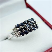 Sterling silver blue sapphire (1.50 cts) & white