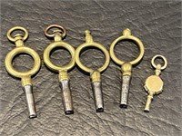 5 Antique Pocket Watch Keys
