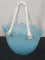 9.5" blue glass purse vase