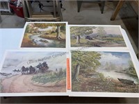4 unframed prints by Fred Thrasher