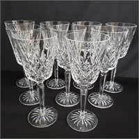 Group of 9 Waterford crystal wine glasses