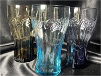 VTG Blue, Purple, & Orange Coca Cola Glasses