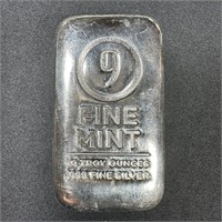 10 oz Cast-Poured Silver Bar - 9Fine Mint