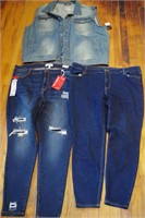 CLOTHING 2 PAIRS OF JEANS AND VEST SIZE 3X