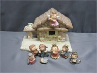 Ceramic Bumpkin Nativity Scene