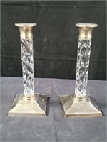 Modern glass and metal candle holders 11"h x