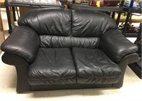 Contemporary Leather Style Loveseat