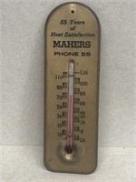 Mahers Heating advertising thermometer