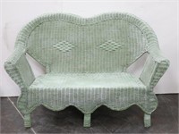 Wicker Love Seat with Cushion & (2) Accent Pillows