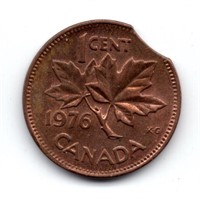 1976 Canada 1 Cent Clipped Planchet Error