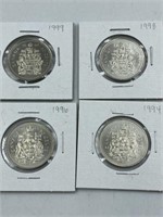 CANADA FIFTY CENT LOT OF 4 - 1994, 1996, 1998 AND