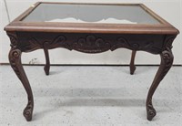 Carved Wood & Glass Table