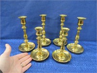 6 brass candlesticks (2 sizes)