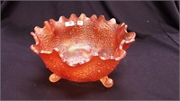 Marigold vintage carnival glass 10" footed bowl,