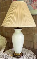 Embossed Floral White Table Lamp