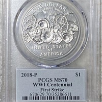 2018-P WWI Centennial Silver Dollar PCGS - MS70