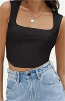 Seamless Tank Top Square Neck Crop Top