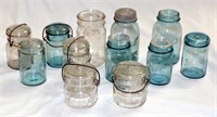 Lot B Glass Canning Jars Several Blues