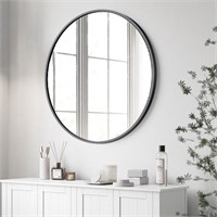 SE6065 24 inch Circle Wall Mirror, Black