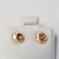 10K Yellow Gold Citrine 2in1 Stud Earrings SJC