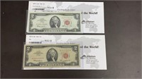 Currency: (2) 1963 Red Seal United States Notes,
