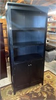 Modern Black Open Bookshelf w/ Two Doors