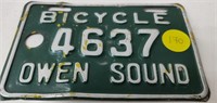 OWEN SOUND BICYCLE PLATE