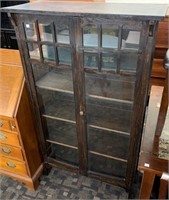 Antique Mission Oak Two Door Bookcase