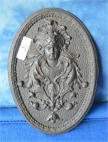 Vintage Metal Wall Medallion in Relief