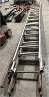 (2) Vtg Wooden Ladders, Aluminum Extens. ladder.