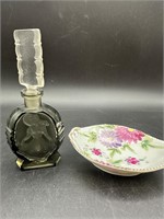 RARE Black Glass Art Nouveau Perfume...