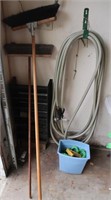 Extension Cords, Hose, 2 Push Brooms, Tote