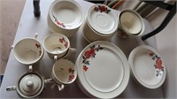 Vintage Hall Red Poppy Dishes-49pc,Homer Laughlin