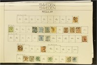 Sweden Stamps Used and Mint hinged on old pages, v