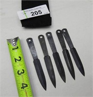 5 Small Throwing Knives w/ Case