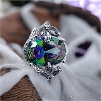 Rainbow Fire Mystic Topaz Color Celtic Ring