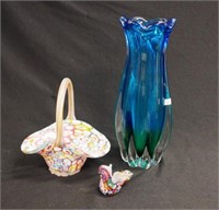 Murano type blue glass table vase
