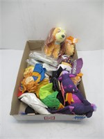 assorted stuffies and hand puppets