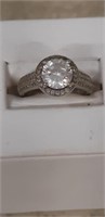sterling silver ring with clear stones Size 8