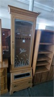 Locking wood gun cabinet 
80" tall x 26" wide x
