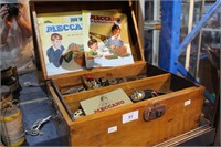 Collection of Meccano with bespoke timber box