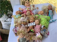 14 DOLLS,BEANBAG KIDS,CABBAGE PATCH & OTHERS
