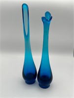 Vintage Blue Viking Glass Vases