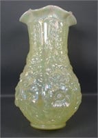 Fenton Vaseline Opal Iridised Poppy Show Vase
